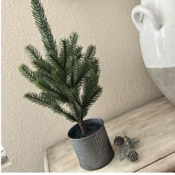 Hearth and Hand™ with Magnolia Galvanized Metal Pot Faux Pine‎ Tree NWT - Picture 2 of 5